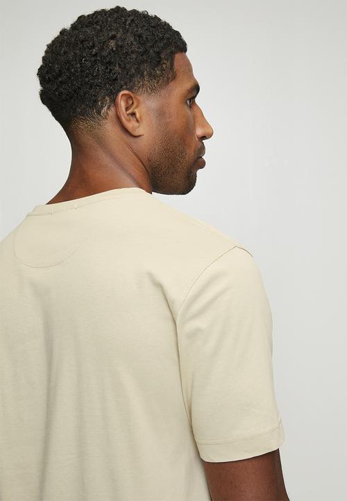 POLO - Pratt Embroidered Logo Short sleeve Tee - Stone