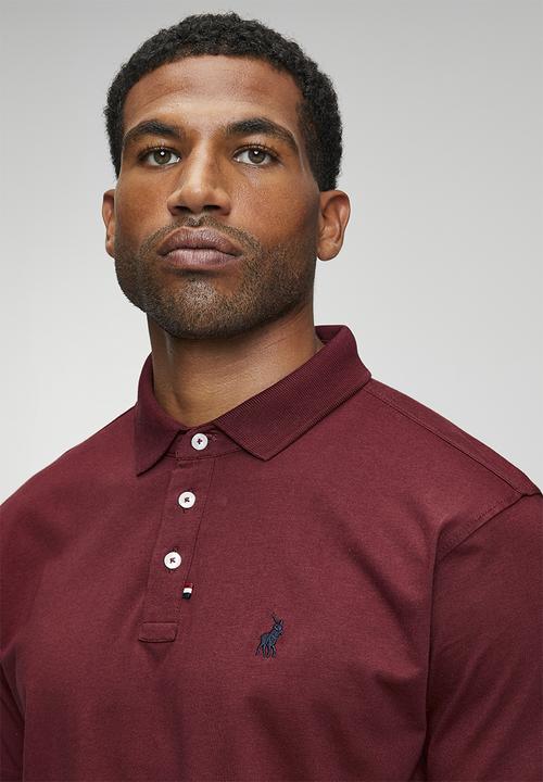POLO - Jensen Badge Short sleeve Golfer - Burgundy