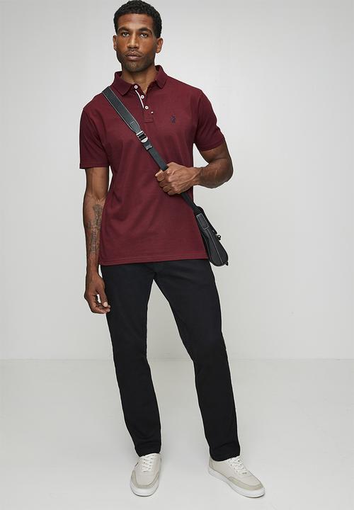 POLO - Jensen Badge Short sleeve Golfer - Burgundy