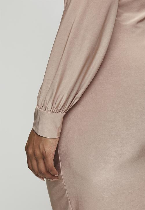 boohoo - Plus twist front plunge midi dress - stone