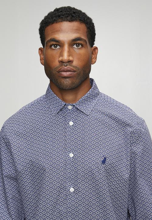 POLO - Grayy Geo Print Long sleeve Shirt - Blue