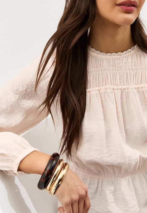 New Look - Vde shelly shirred crew neck blouse  - white