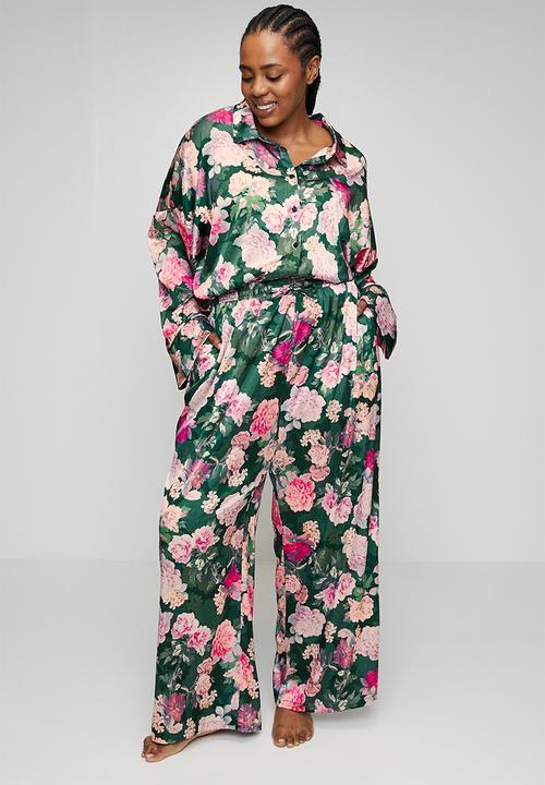 DORINA - Plus jade trousers - green print