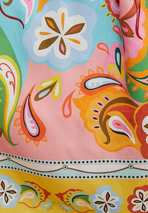 Stella Morgan - Puff Button Through With Collar Maxi Dress Border Print - Multi