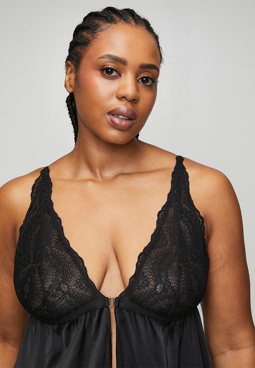 DORINA - Plus megan babydoll & thong set  - black