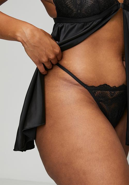 DORINA - Plus megan babydoll & thong set  - black