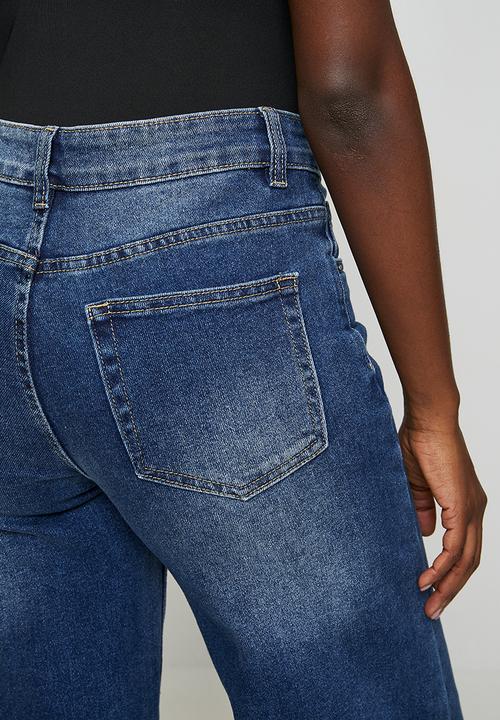 Stella Morgan - Mid waist wide leg denim jean - dark wash denim