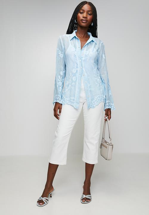 Stella Morgan - Wide Waistband Crop Length Pull On Denim Jegging - White