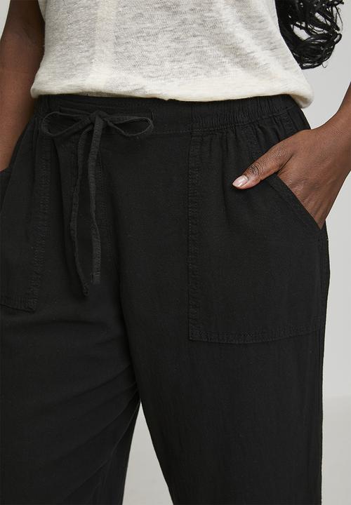 MANDI - Drawcord Easy Wearing Straight Leg Pant - Black