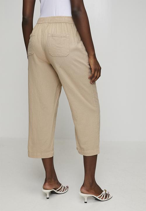 MANDI - Drawcord Easy Wearing Straight Leg Pant - Beige