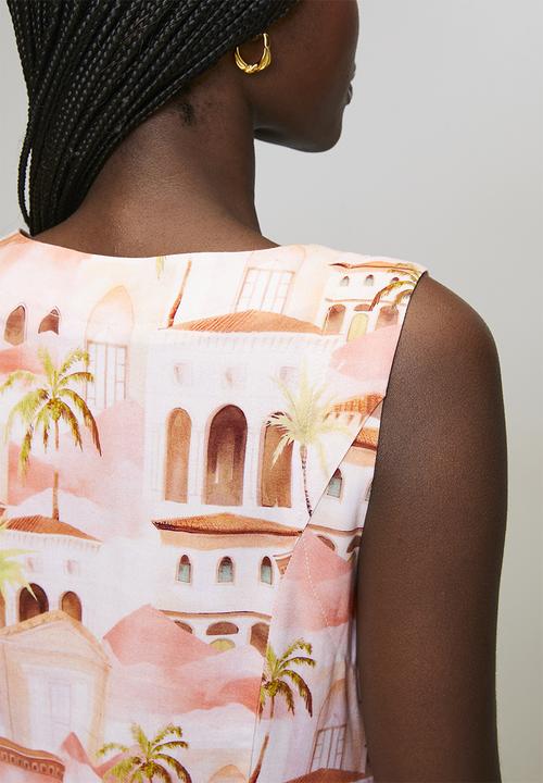 MANDI - V-Neck Longer Length Sleeveless Waistcoat - Coral