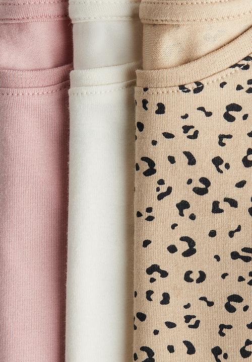H&M - 3-Pack long-sleeved tops - light beige leopard print