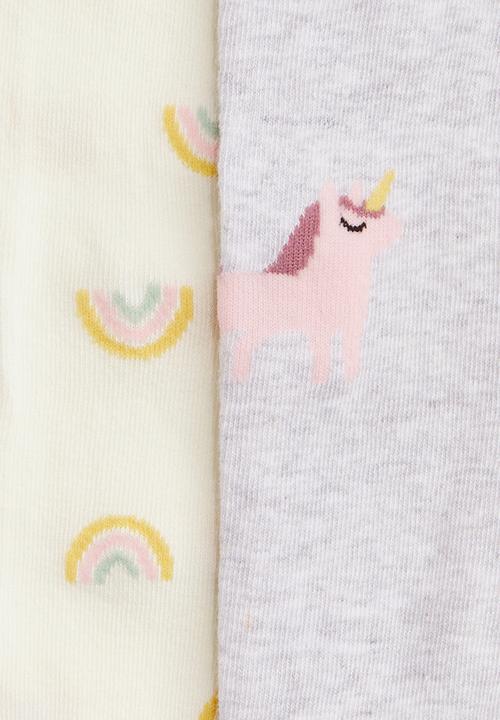H&M - 2-Pack fine-knit tights - white rainbows