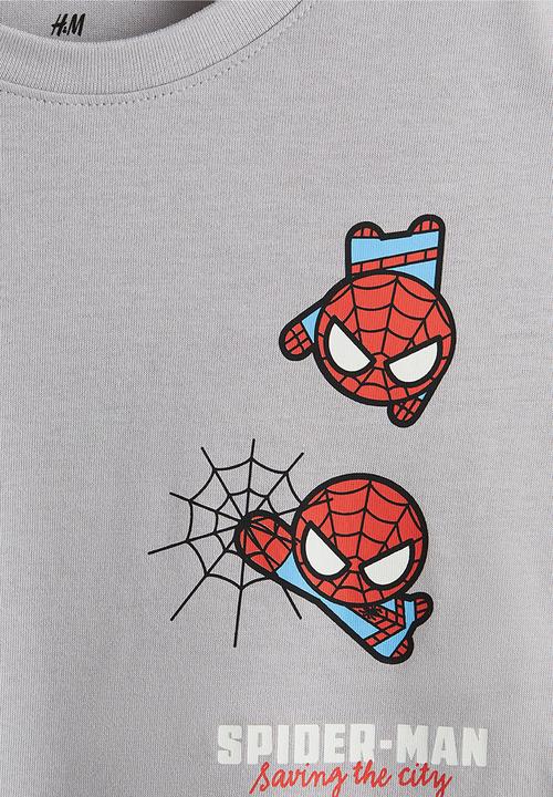 H&M - Long-sleeved T-shirt - grey/spider-man