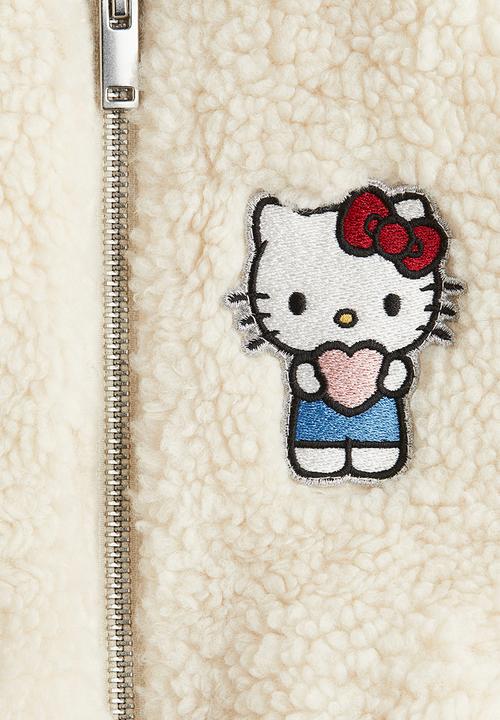 H&M - Appliquéd teddy bomber jacket - cream/hello kitty 