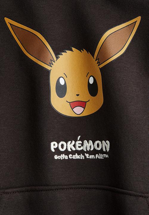 H&M - Printed hoodie - dark brown pokémon