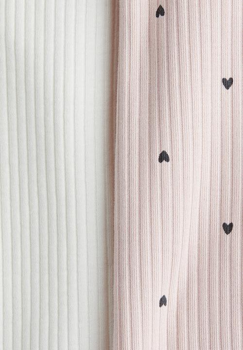 H&M - 2-Pack cotton sleepsuits - white & light pink