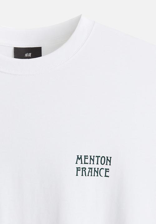 H&M - Loose fit printed T-shirt - white/menton