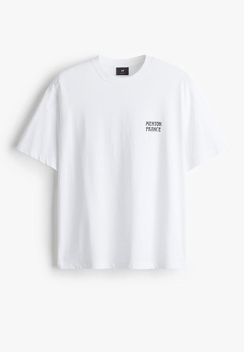 H&M - Loose fit printed T-shirt - white/menton