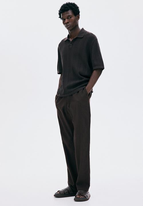 H&M - Regular fit linen-blend trousers - brown