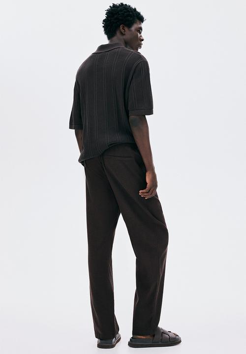 H&M - Regular fit linen-blend trousers - brown