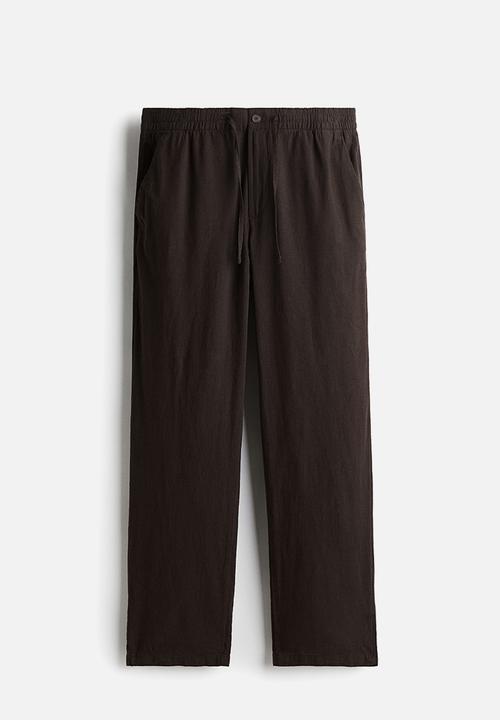 H&M - Regular fit linen-blend trousers - brown