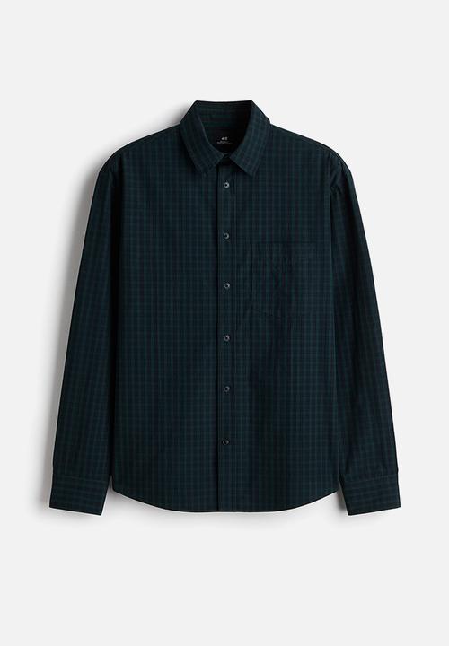 H&M - Relaxed fit cotton shirt - forest green/checked