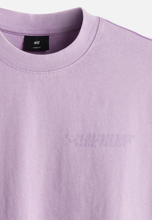 H&M - Boxy fit washed t-shirt - purple & paris france