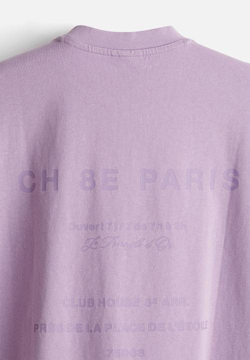 H&M - Boxy fit washed t-shirt - purple & paris france