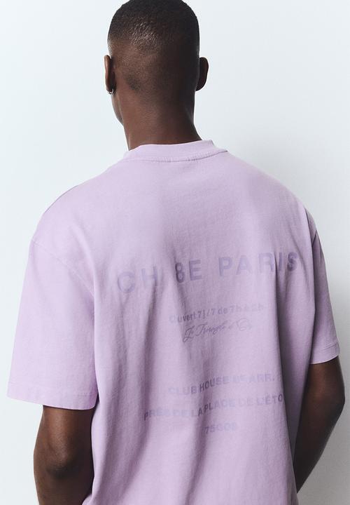 Boxy fit washed t-shirt - purple/paris france - 1299193001