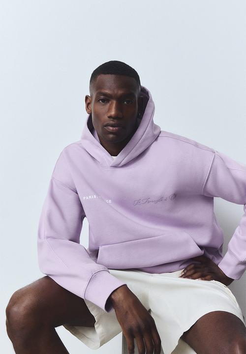 Loose fit printed hoodie - purple/paris france - 1299369002