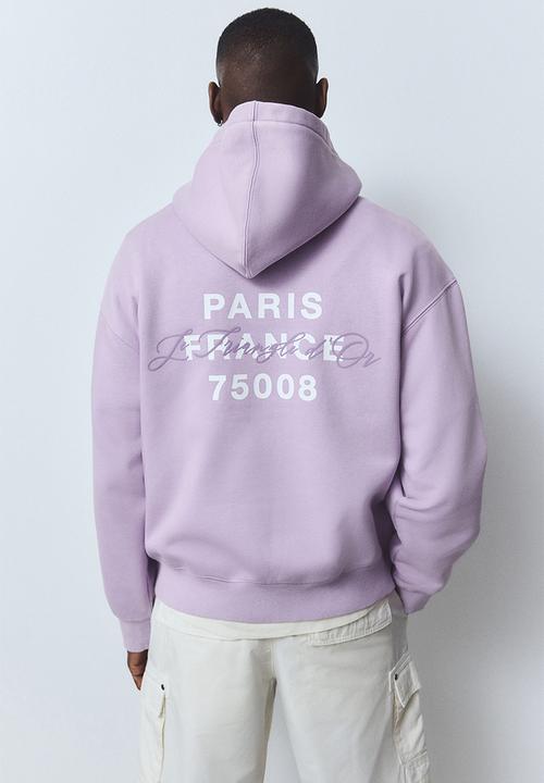 Loose fit printed hoodie - purple/paris france - 1299369002