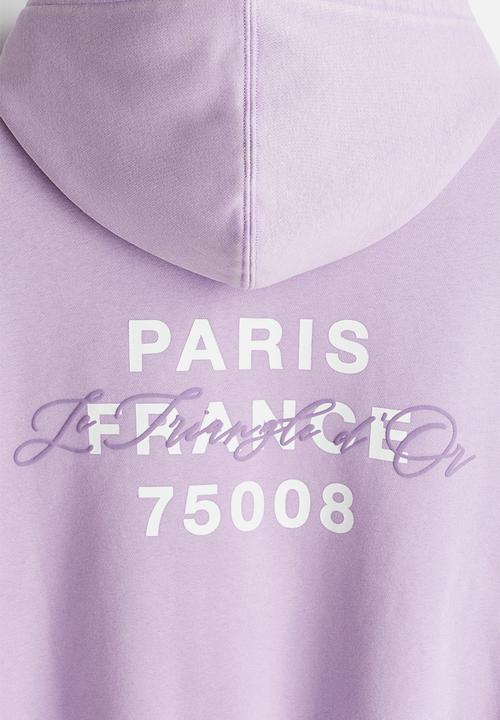 Loose fit printed hoodie - purple/paris france - 1299369002