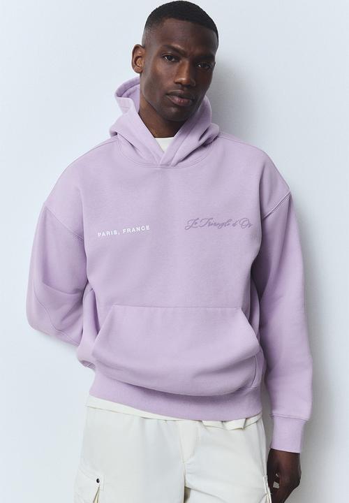 Loose fit printed hoodie - purple/paris france - 1299369002