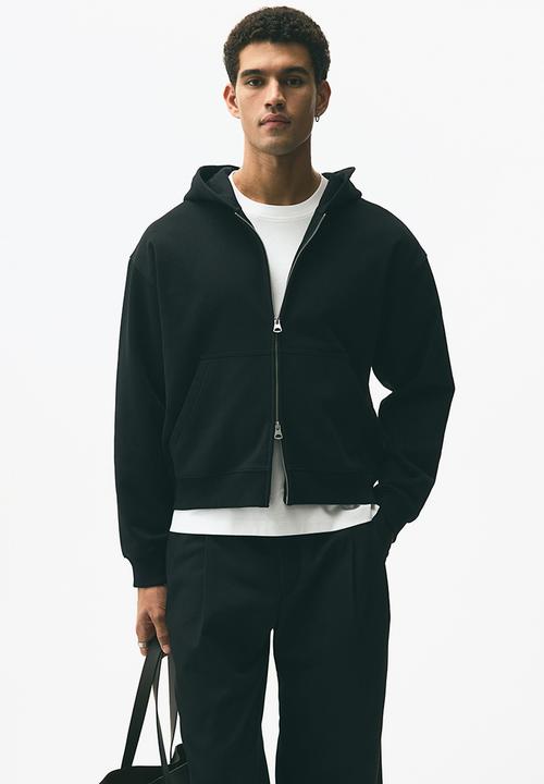 H&M - Loose fit boxy-style zip-through hoodie - black