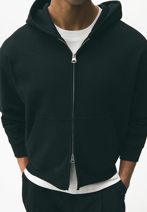 H&M - Loose fit boxy-style zip-through hoodie - black