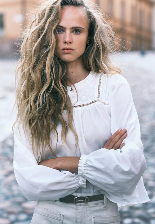 H&M - Embroidered cotton blouse - white