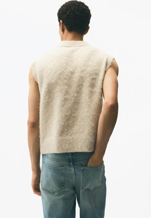 H&M - Loose fit fluffy sweater vest - light beige