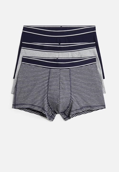 H&M - 3-Pack cotton short trunks - grey marl & black