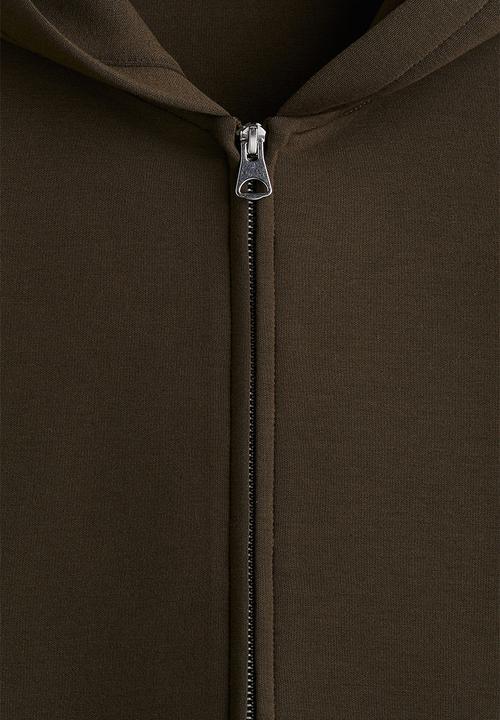 H&M - Loose fit scuba zip-through hoodie - dark khaki green