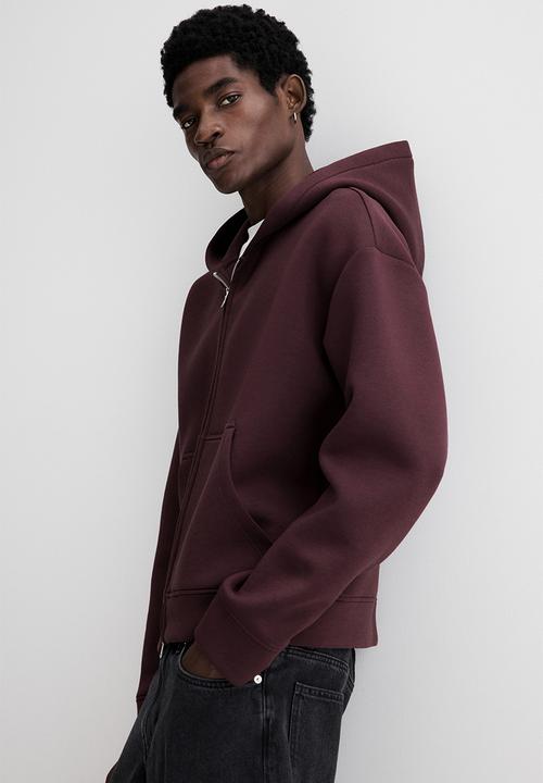 H&M - Loose fit scuba zip-through hoodie - dark plum purple