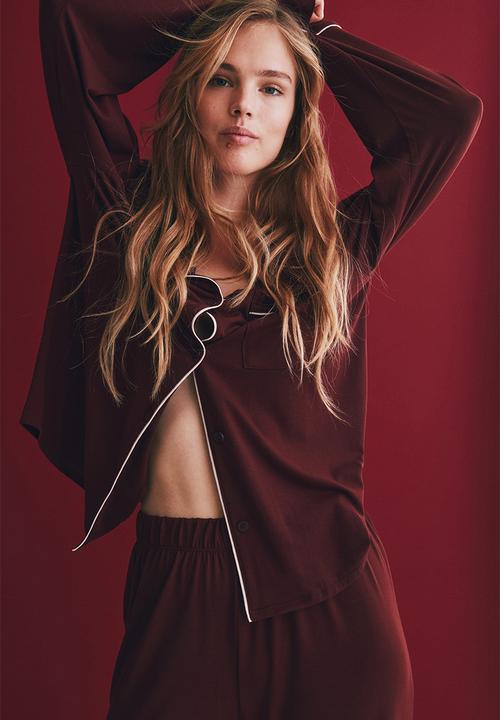H&M - Viscose-blend pyjamas - burgundy