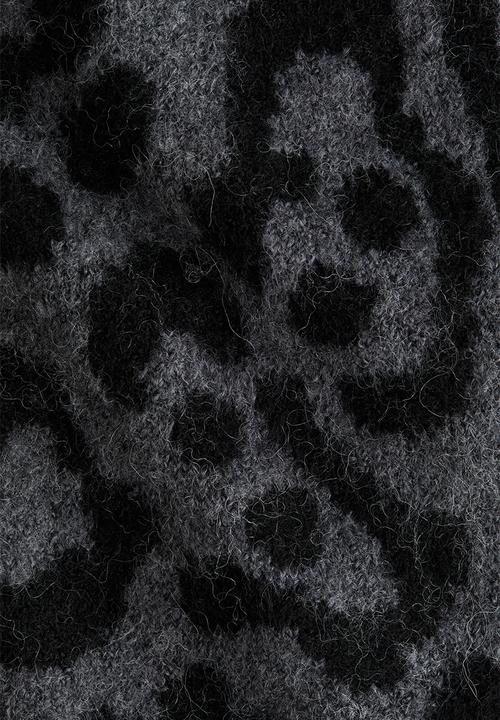 H&M - Jacquard-knit sweater vest - dark grey/leopard print 