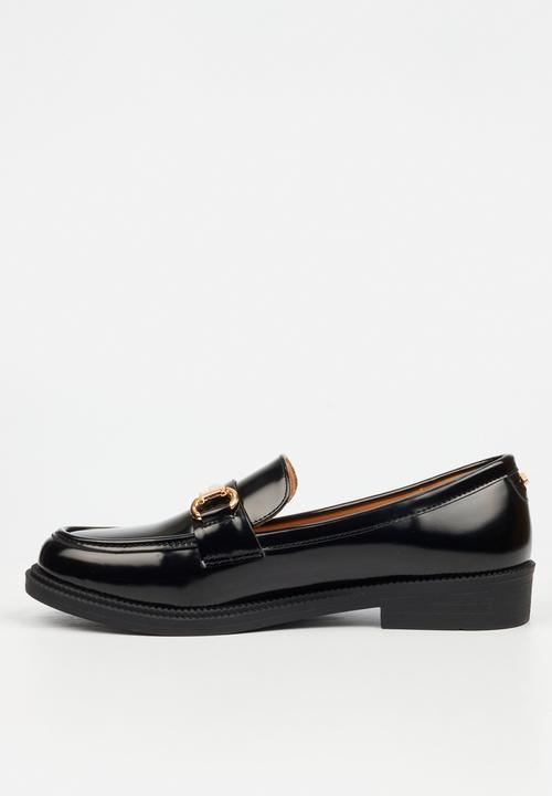 Miss Black - Cotton 1 gold buckle penny moc loafer - black