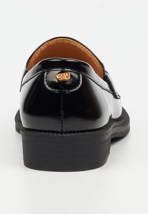 Miss Black - Cotton 1 gold buckle penny moc loafer - black