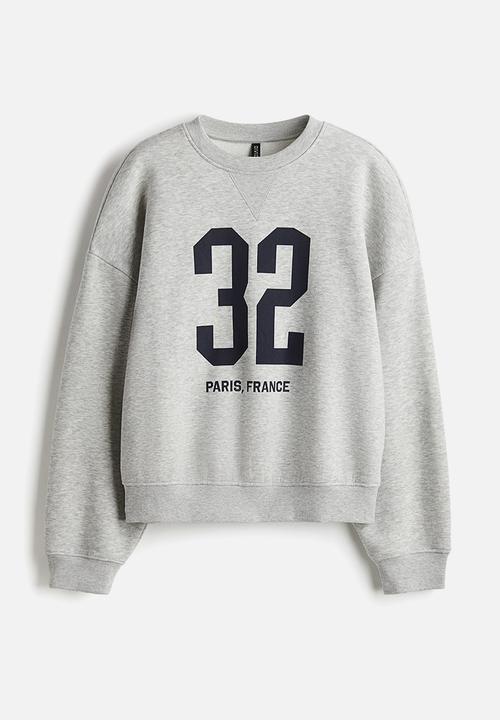H&M - Motif-detail sweatshirt - grey marl/32