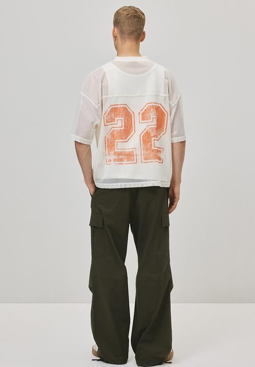 H&M - Oversized fit printed mesh T-shirt - white 22