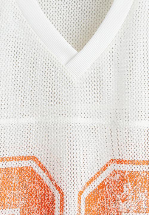 H&M - Oversized fit printed mesh T-shirt - white 22