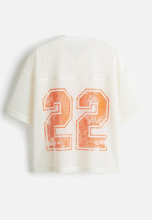 H&M - Oversized fit printed mesh T-shirt - white 22