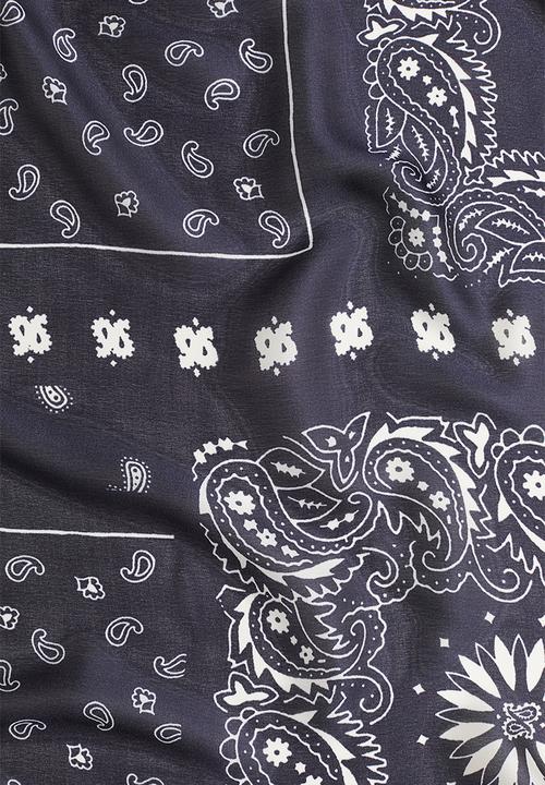 H&M - Patterned scarf - navy blue paisley pattern